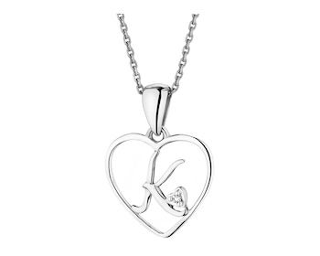 Přívěsek z bílého zlata s diamantem - písmeno K, srdce - 0,005 ct - ryzost 585
