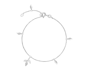 Náramek z bílého zlata s diamantem - listy - 0,004 ct - ryzost 585