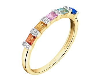 14 K Rhodium-Plated Yellow Gold Ring  - fineness 14 K