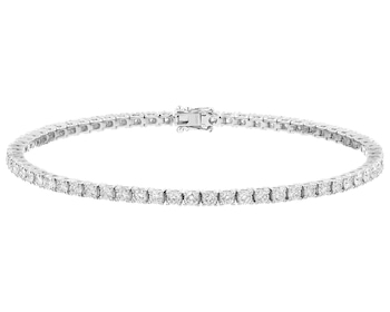 14 K Rhodium-Plated White Gold Tennis Bracelet with Diamonds - 3,66 ct - fineness 14 K