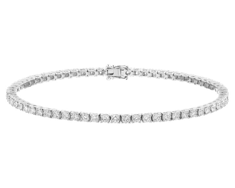 Bransoletka z białego złota z brylantami - 18 cm - 3,55 ct - próba 585