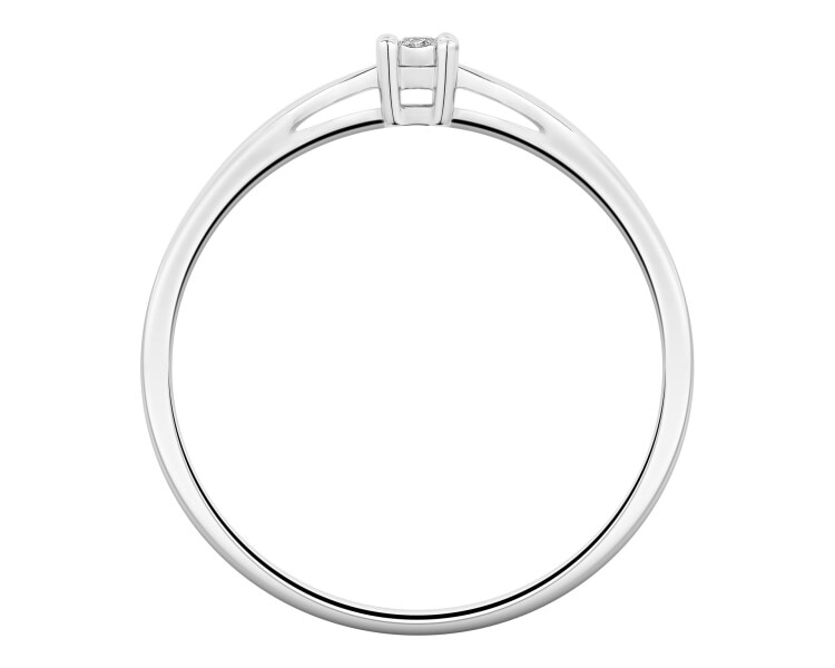 14 K Rhodium-Plated White Gold Ring with Diamond - 0,01 ct - fineness 14 K