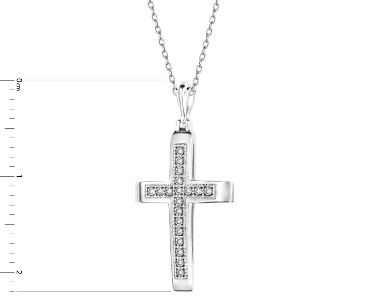 Přívěsek z bílého zlata s diamanty - kříž - 0,05 ct - ryzost 585
