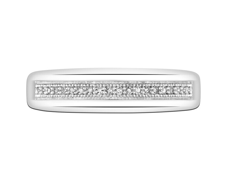 Pierścionek z białego złota z diamentami - 0,06 ct - próba 585