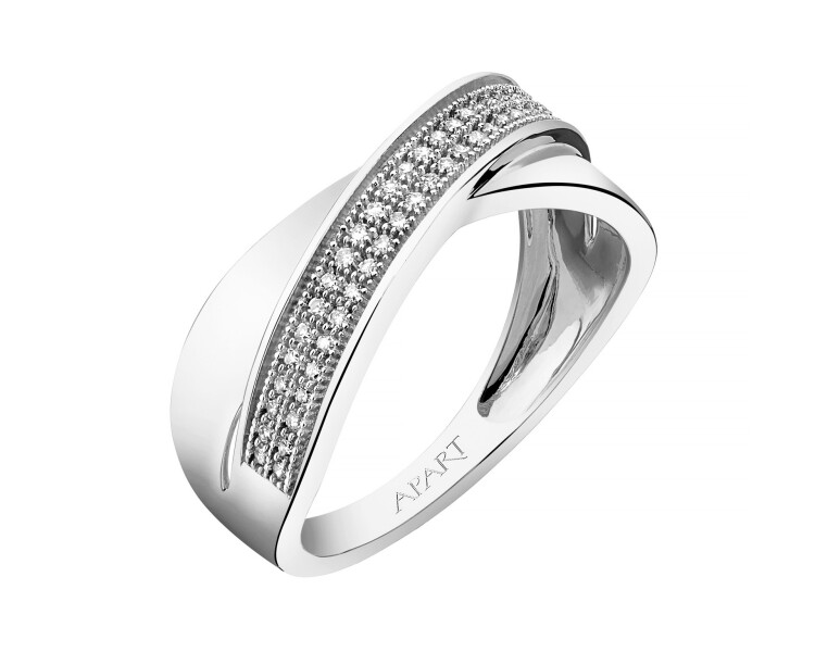 Prsten z bílého zlata s diamanty - 0,14 ct - ryzost 585