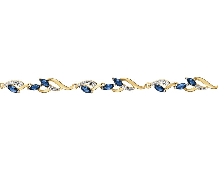 9 K Rhodium-Plated Yellow Gold Bracelet - fineness 9 K