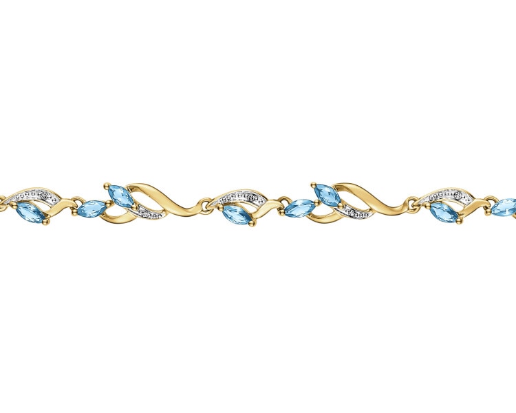 9 K Rhodium-Plated Yellow Gold Bracelet - fineness 9 K
