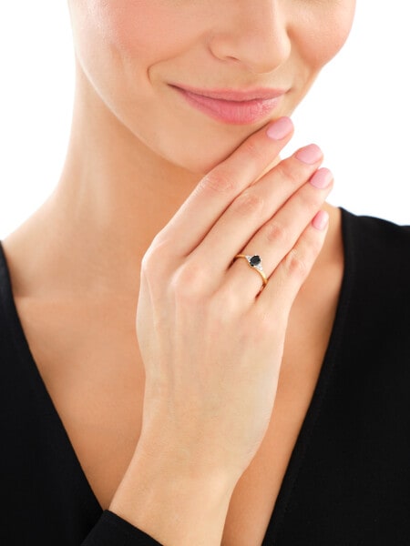 9 K Rhodium-Plated Yellow Gold Ring - fineness 9 K
