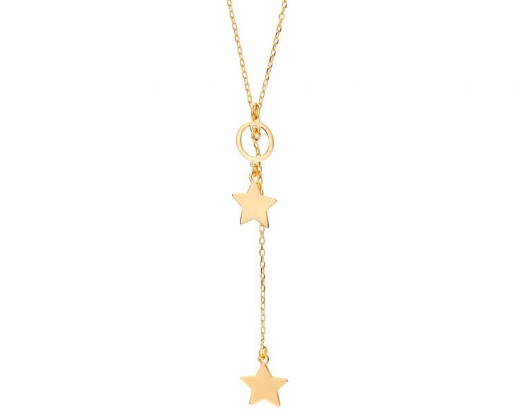 Pozlacený stříbrný náhrdelník - hvězdy, kroužek