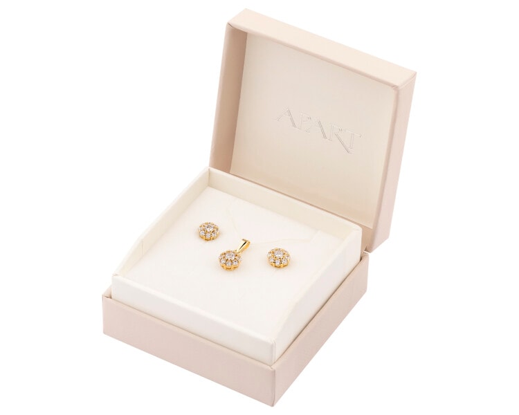 Gold earrings and pendant - set