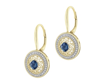 14 K Rhodium-Plated Yellow Gold Dangling Earring  - fineness 14 K