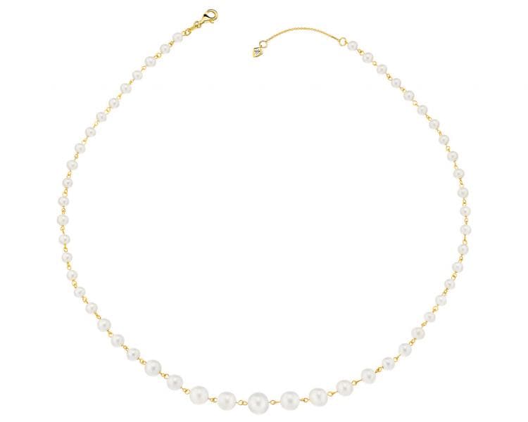 Zlatý náhrdelník s diamantem a perlami - ryzost 585