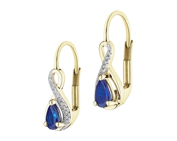 14 K Rhodium-Plated Yellow Gold Earrings  - fineness 14 K