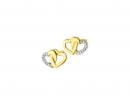 Kolczyki z żółtego złota z diamentami - serca 0,02 ct - próba 375