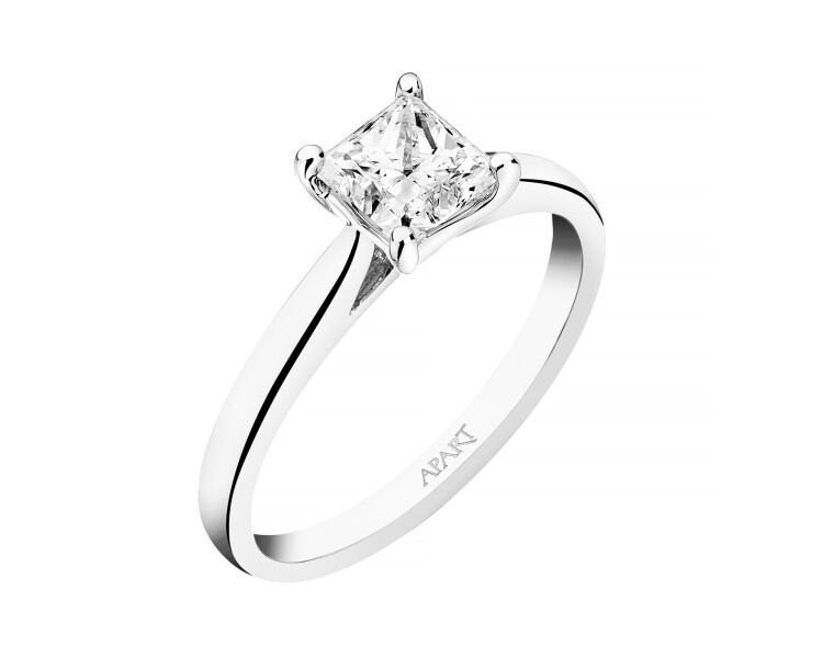 14ct White Gold Ring with Diamond - 1,00 ct - fineness 14 K