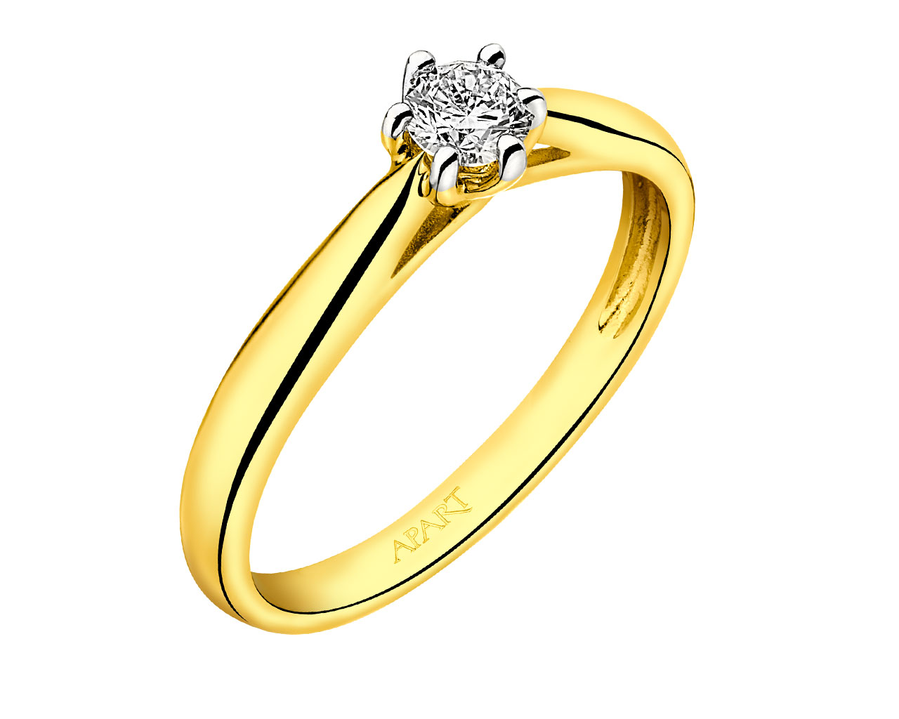 Prsten ze žlutého zlata s briliantem 0,18 ct - ryzost 585