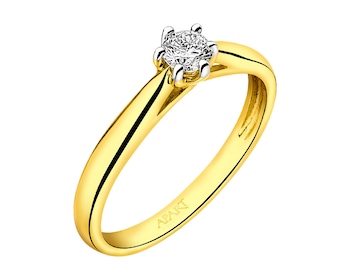 Prsten ze žlutého zlata s briliantem 0,18 ct - ryzost 585