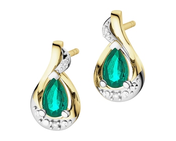 14 K Rhodium-Plated Yellow Gold Earrings  - fineness 14 K