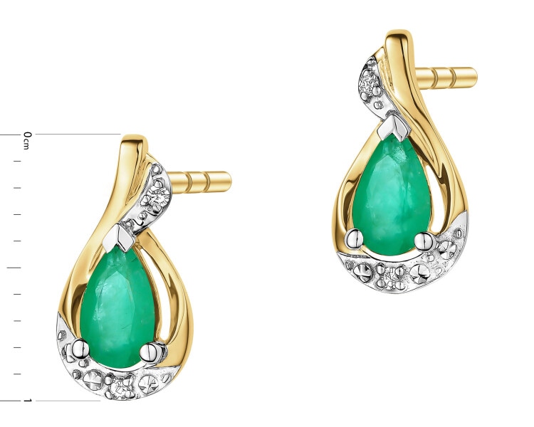 14 K Rhodium-Plated Yellow Gold Earrings - fineness 14 K