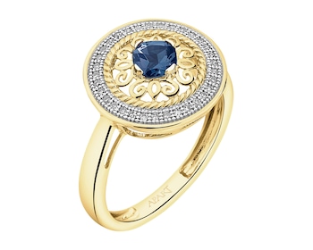 14 K Rhodium-Plated Yellow Gold Ring  - fineness 14 K