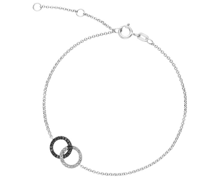 9 K Rhodium-Plated White Gold Bracelet - 0,10 ct - fineness 9 K