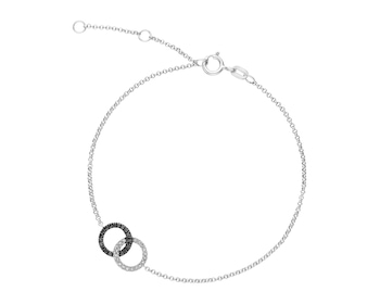 Bransoletka z białego złota z diamentami - 0,10 ct - próba 375