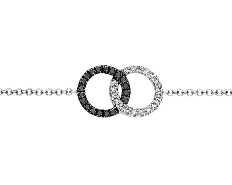 9 K Rhodium-Plated White Gold Bracelet - 0,10 ct - fineness 9 K