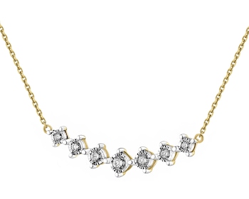 585 Yellow And White Gold Plated Necklace with Diamonds - 0,10 ct - fineness 585