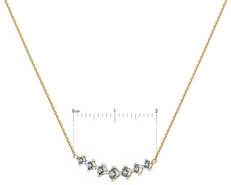 585 Yellow And White Gold Plated Necklace with Diamonds - 0,10 ct - fineness 585