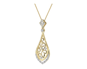 14 K Rhodium-Plated Yellow Gold Pendant with Diamonds - 0,08 ct - fineness 14 K