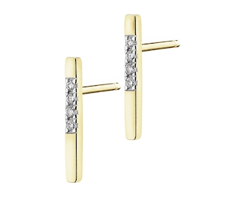 9 K Rhodium-Plated Yellow Gold Earrings with Diamonds - 0,02 ct - fineness 9 K