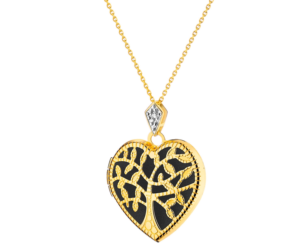 Přívěsek ze žlutého zlata s diamantem - srdce 0,005 ct - ryzost 585