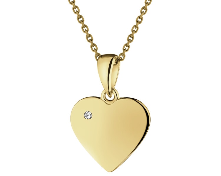 9 K Yellow Gold Pendant with Diamond - 0,006 ct - fineness 9 K