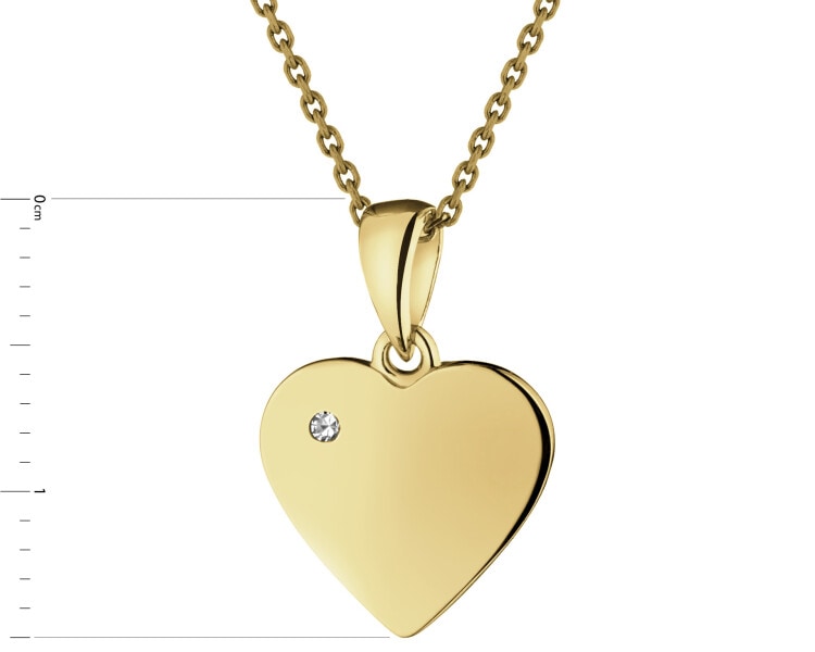 9 K Yellow Gold Pendant with Diamond - 0,006 ct - fineness 9 K