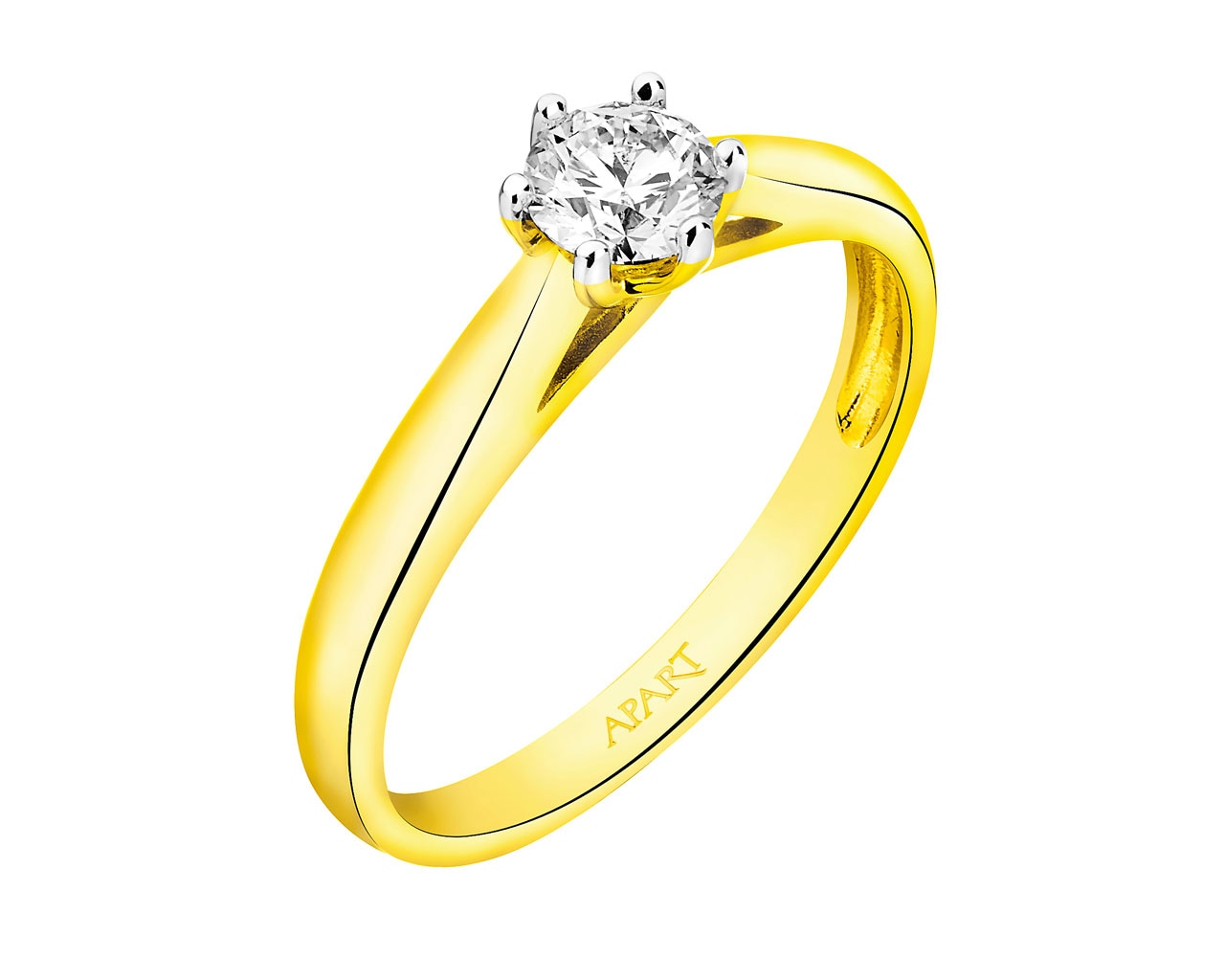 Prsten ze žlutého zlata s briliantem  0,34 ct - ryzost 585