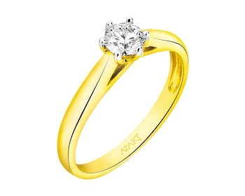 Prsten ze žlutého zlata s briliantem 0,34 ct - ryzost 585