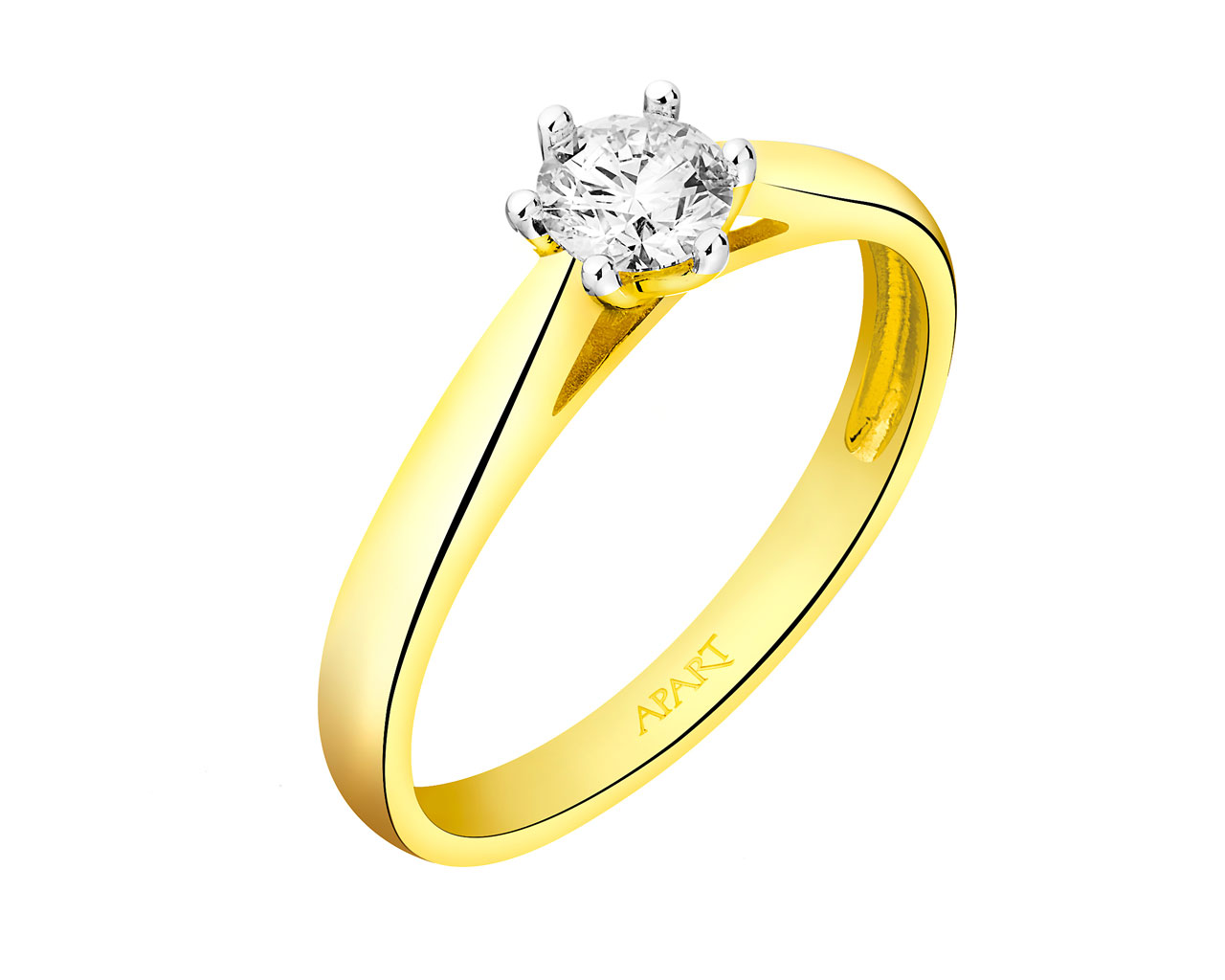 Prsten ze žlutého zlata s briliantem  0,31 ct - ryzost 585