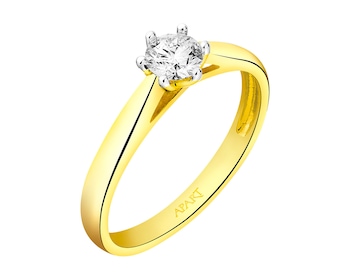 Prsten ze žlutého zlata s briliantem 0,31 ct - ryzost 585