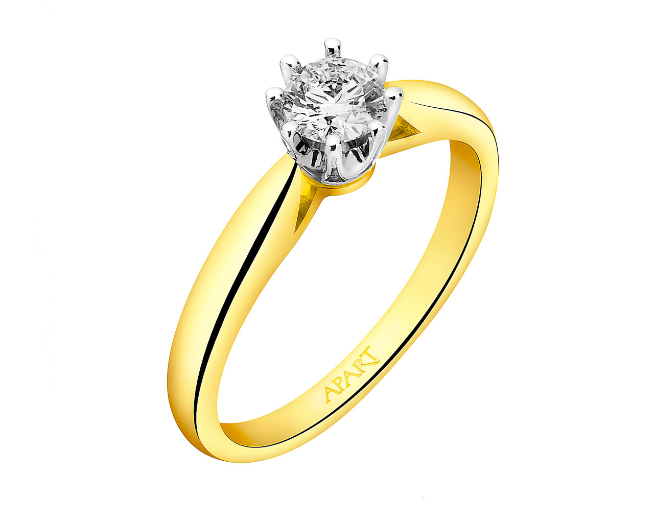 Prsten ze žlutého a bílého zlata s briliantem 0,35 ct - ryzost 585