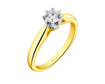Prsten ze žlutého a bílého zlata s briliantem 0,35 ct - ryzost 585