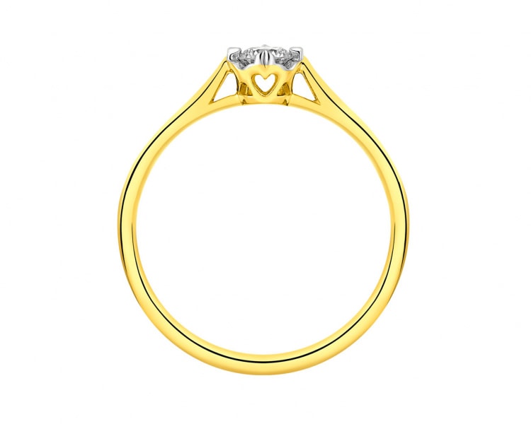 Prsten ze žlutého zlata s briliantem - srdce 0,25 ct - ryzost 585