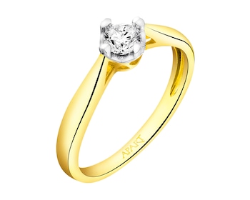 Prsten ze žlutého zlata s briliantem - srdce 0,25 ct - ryzost 585