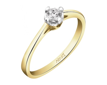 Prsten ze žlutého zlata s briliantem - srdce 0,16 ct - ryzost 585