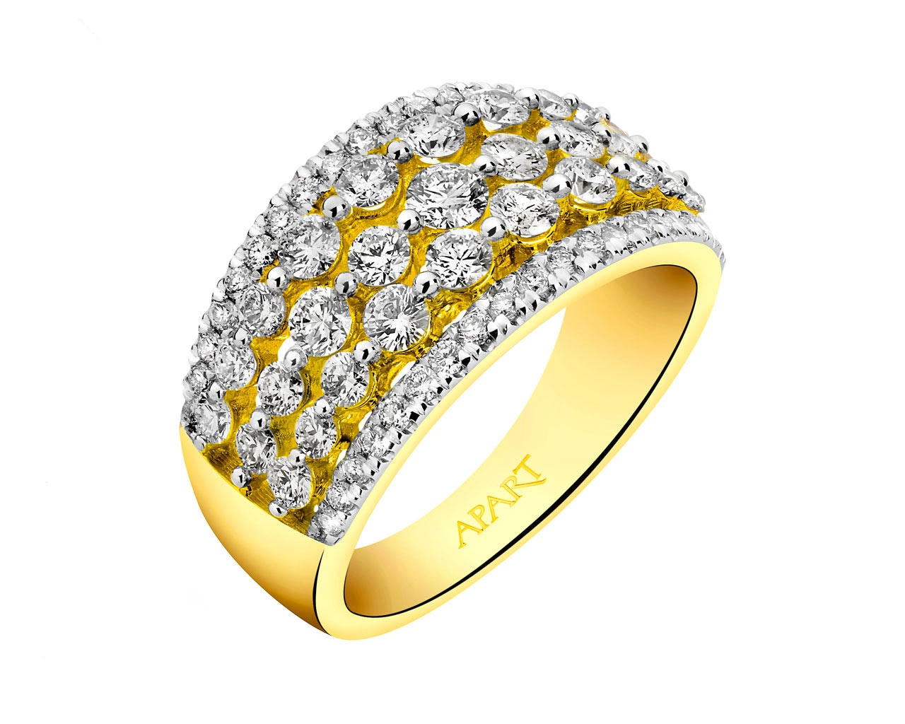 Prsten ze žlutého zlata s brilianty 1,50 ct - ryzost 585