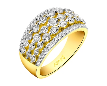 Yellow gold ring with diamonds 1,50 ct - fineness 14 K