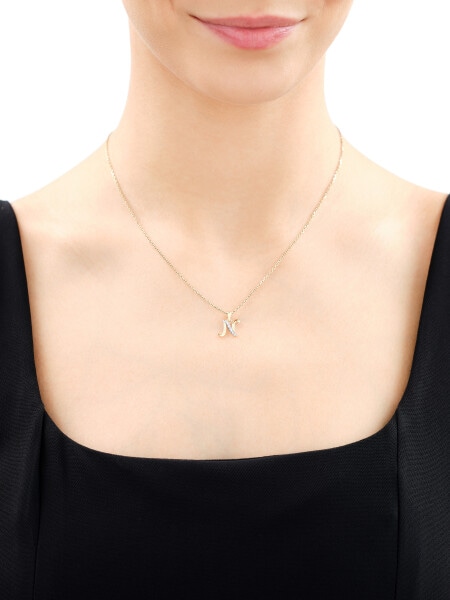 Zawieszka z żółtego złota z diamentem - litera N - 0,003 ct - próba 375