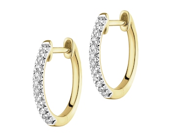 14 K Rhodium-Plated Yellow Gold Hoop Earring with Diamonds - 0,10 ct - fineness 14 K