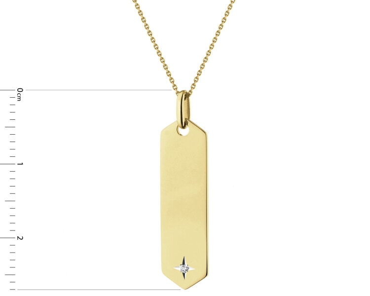 Zawieszka z żółtego złota z diamentem - 0,005 ct - próba 375