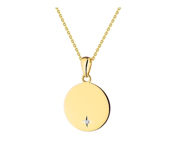 Přívěsek ze žlutého zlata s diamantem - kroužek 0,005 ct - ryzost 585