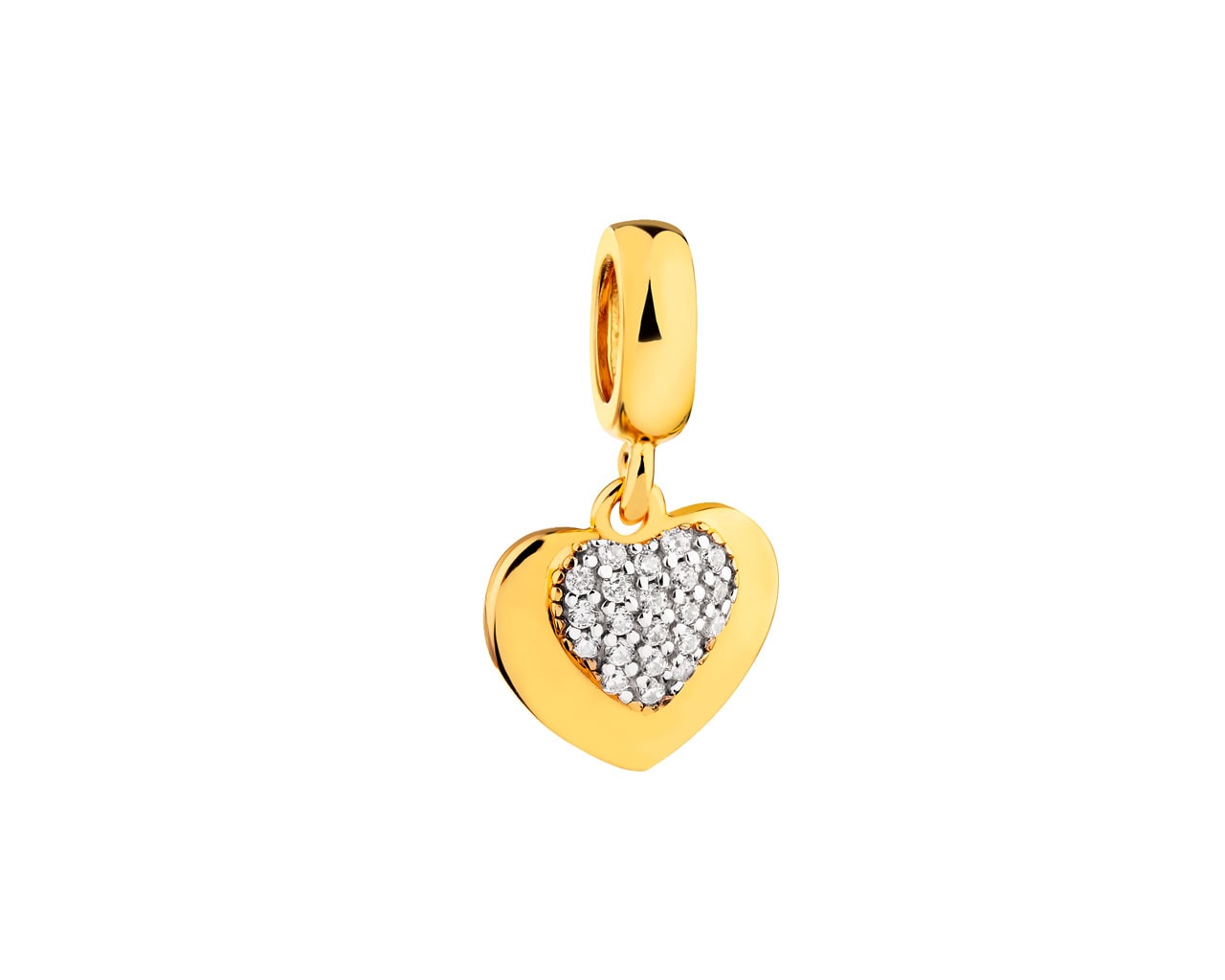 Zawieszka srebrna na bransoletę beads z cyrkoniami - serce